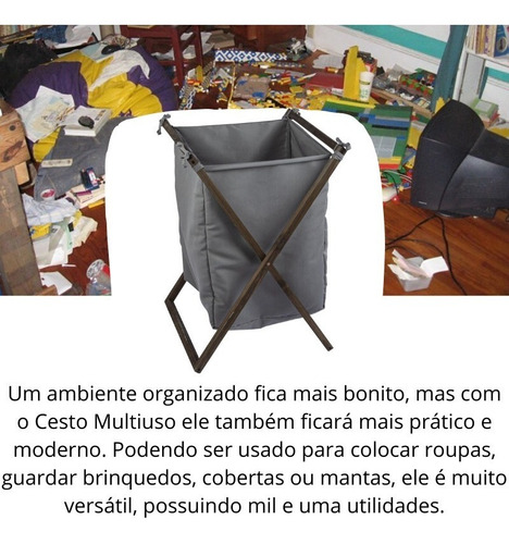 Cesto Organizador Roupa Objeto Brinquedo Multiuso Dobrável