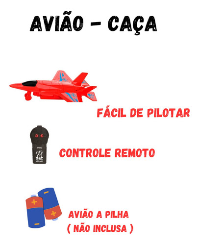 Avião Controle Remoto Sem Fio 2 Funções Brinquedo Infantil Vermelho F-35