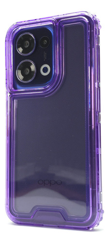 Funda 3 En 1 Para Oppo Reno 13 5g Case Uso Rudo Protector Caramelo - Violeta Oppo Reno 13 5g