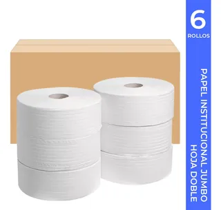 Plasticos el prado 6 rollos papel higiénico institucional jumbo hoja doble bio