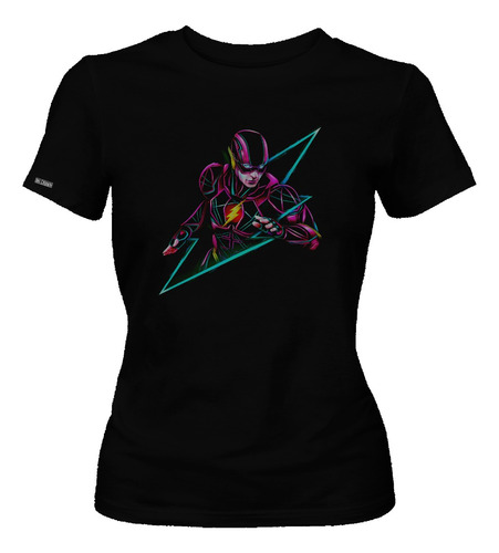 Camiseta Estampada The Flash Rosa Con Rayo Azul Mujer Dbo 