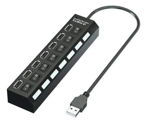 Hub Expansión Usb 7en1 Con Interruptor Independiente 