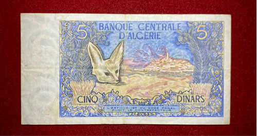 Billete 5 Dinars Argelia 1970 Pick 126 A Zorro De Arena