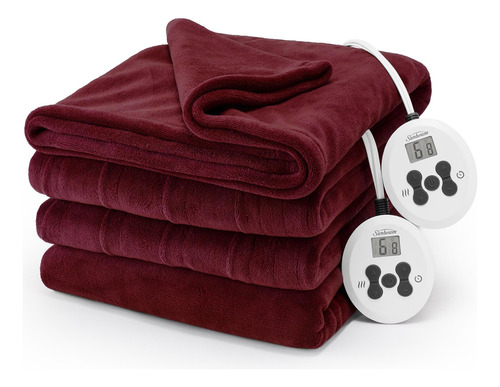 Manta Térmica Eléctrica Sunbeam Royal Luxe Microplush Roja