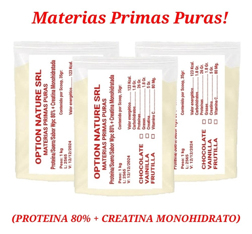 3 Kg (proteina Pura 80% + Creatina Monohidrato) Saborizada!!