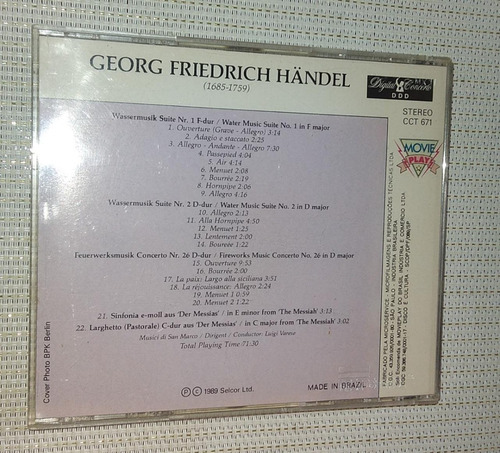 Cd Georg Friedrich Händel (1685-1759) ( 16690 ) (Usado)