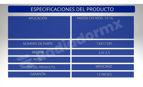 Radiador Mazda Cx5 Mod. 13-16 Motor 2.0/ 2.5