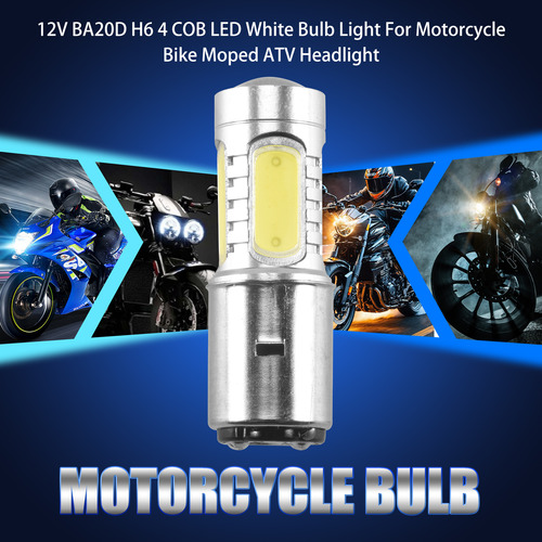 Bombilla Led Blanca Ba20d H6 4 Cob De 12 V Para Bicicleta, C