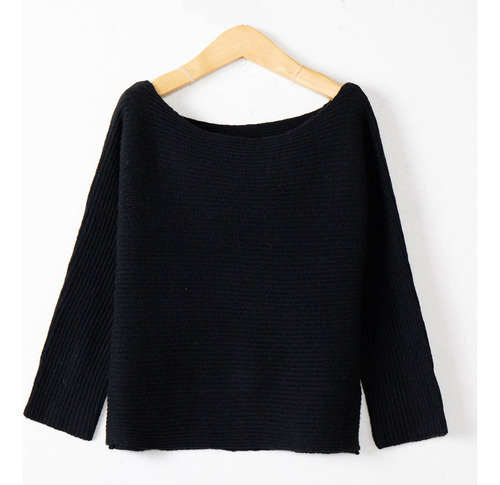 Jersey De Punto Holgado De Color Liso Para Mujer Con Hombros