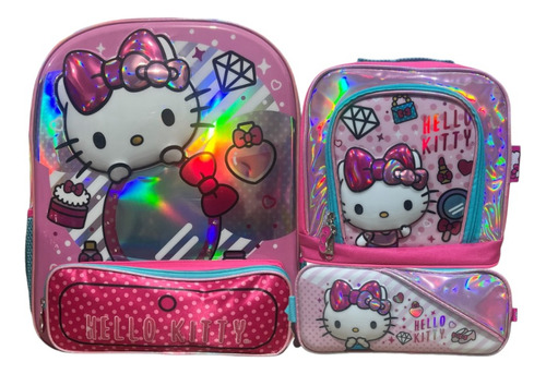 Kit Mochila Hello Kitty Lonchera Lapicera Original Ruz Prim