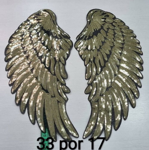 Parche Alas Doradas , Plateadas 36cm Negra 22 Termoadhesivas