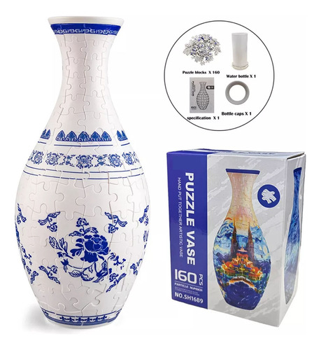 Vaso De Quebra-cabeça 3d Diy + Brinquedos Azuis Para