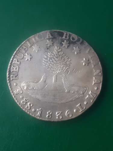 Moneda Bolivia 1836 Lm 8 Soles Plata Estado Muy Bueno 
