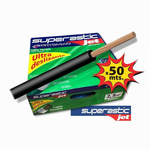 Imagen 2 de 10 de Cable 2.5mm Unipolar Superastic Pirelli Prysmian X 50mts