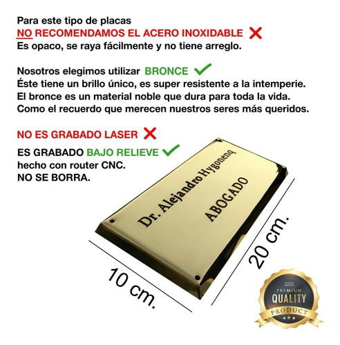 Imagen 2 de 10 de Placa Grabada Profesional, Doctor, Abogado, Contador 20x10cm