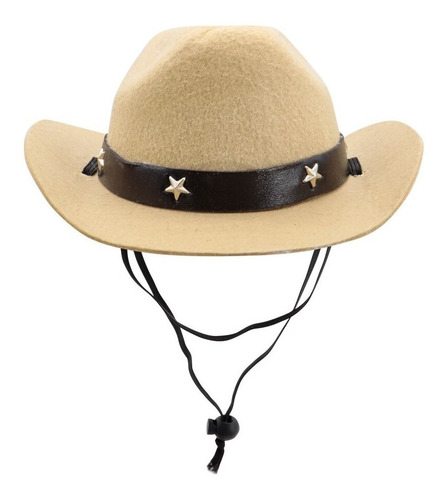 Imagem 3 de 5 de Chapéu Pet Modelo Cowboy Cor Caqui