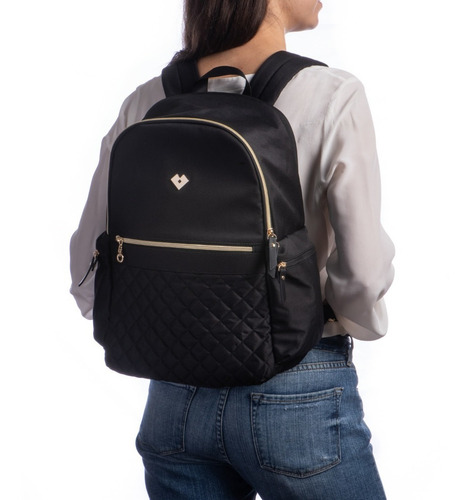 Mochila LuckyLy Urbana Laptop Mujer Resistente Backpack Color Negro