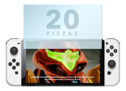 Pack De 20 Mica Templado Switch Oled Lite Normal 9h Cristal