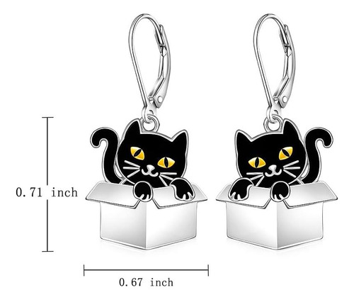Pendientes De Gato Negro Para Mujer, Pendientes Colgantes De