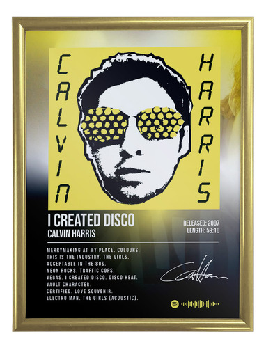 Cuadro Calvin Harris Album Create Disco Diseño C/marco 30x40
