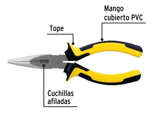 Imagen 2 de 4 de Pinza De Punta Y Corte 6'' Mango Comfort Grip Pretul 22670