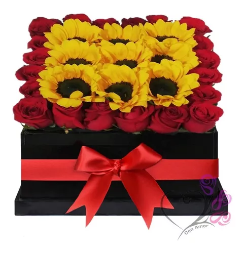 Arreglos Florales Caja 20 Rosas Rojas Con 9 Girasoles Cdmx en venta en  Iztacalco Distrito Federal por sólo $   Mexico