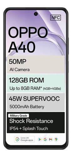 Oppo A40 256 Gb 4 Gb-ram, Pantalla 6.7, Cámara 50 Mp, Color Chocolate