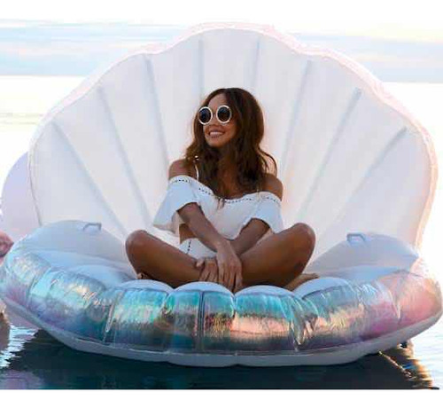 Ostra Gigante Infable Para Albercas Con Pelota De Perla Color Blanco
