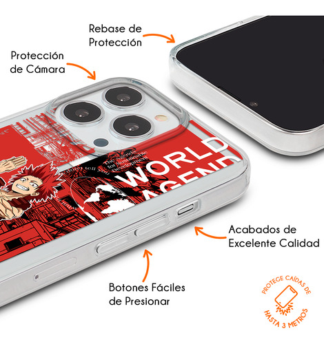 Funda Para iPhone Magsafe Red Riot Kirishima Clase 1-a Héroe Resistente My Hero Academia Anime