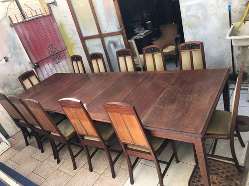 Conj Jantar Est Art Noveau Peroba Do Campo Com 12 Cadeiras (Usado)