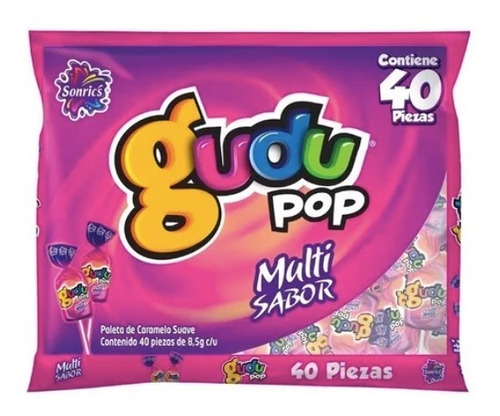 Paleta Gudu Pop Multisabor Sonrics 40 Piezas