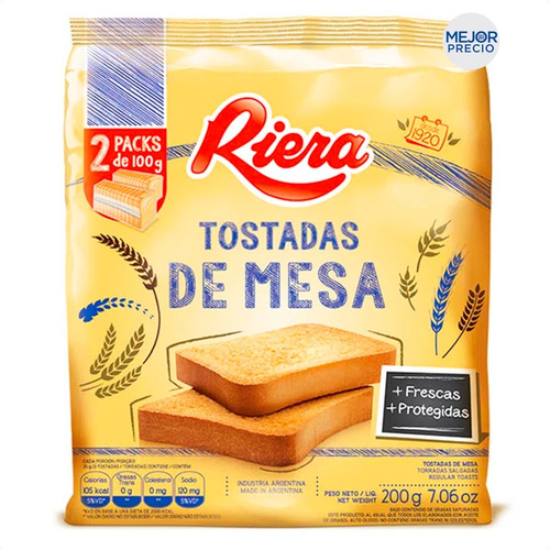 Imagen 1 de 7 de Tostadas De Mesa Riera Saladas Galletitas - Mejor Precio