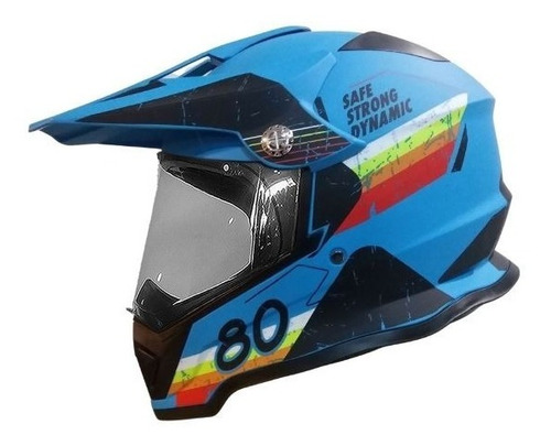 Casco Multiproposito Ghb 819-7 Retro Azul Rojo Matte