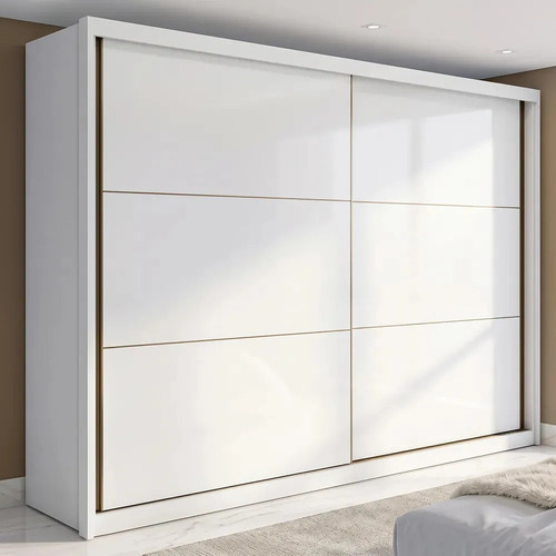 Guarda-roupa Casal MDF 2 Portas Corrediças Branco 6 Gavetas Móveis Lopas