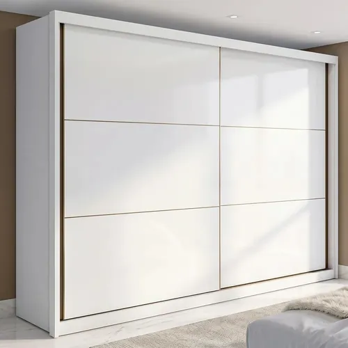Guarda-roupa Casal MDF 2 Portas Corrediças Branco 6 Gavetas Móveis Lopas
