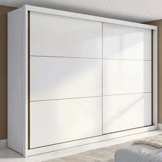 Guarda-roupa Casal MDF 2 Portas Corrediças Branco 6 Gavetas Móveis Lopas