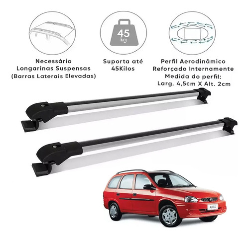 Rack Teto Travessa Bagageiro Slim Prata Gm Corsa Wagon 1995