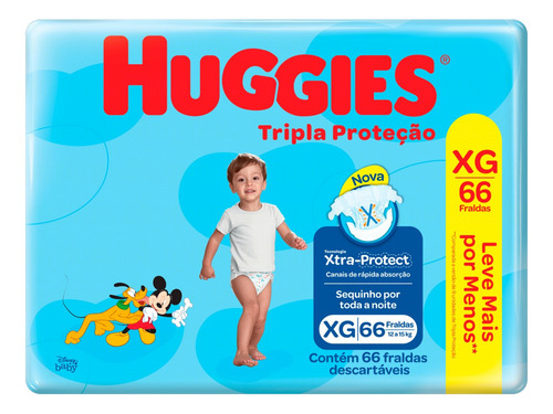 Fralda Huggies Tripla Proteção Xg - 66 Unidades