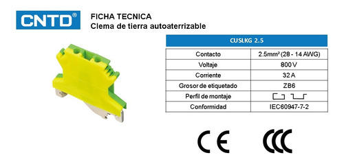 Terminal Clema De Tierra 28-14 Awg 32a 5 Pzs Cntd