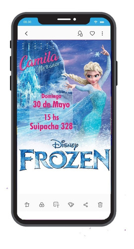 Tarjeta Digital Cumpleaños Frozen Imprimible Celular