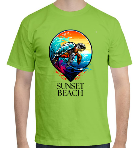 Playera Diseño Sunset Beach - Tortuga Marina - Playa