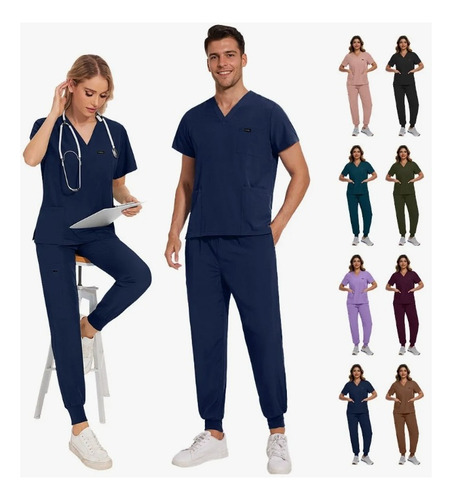 Pijama Quirurgica Conjunto Medico Anti Fluidos Jogger, Scrub Borgoña S
