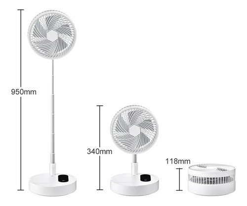 Ventilador Inalámbrico Recargable Plegable Ajustable En