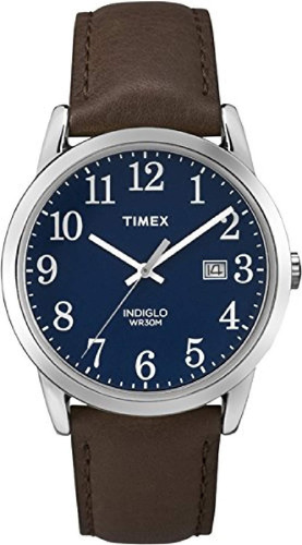 Timex Reloj Easy Reader De 1.496 In, Marrón/azul, Correa
