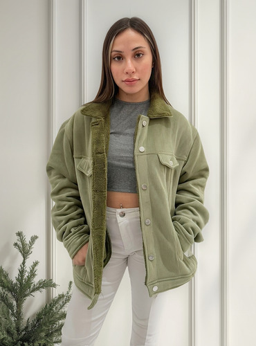 Campera Peluche Mujer Soluna Moda Corderoy Invierno