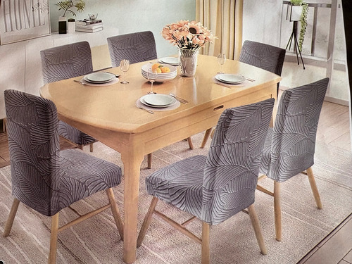 Funda Elástica Para Silla Con Relieve X 6 Unidades Gris Oscuro Elastizada Con Relieves