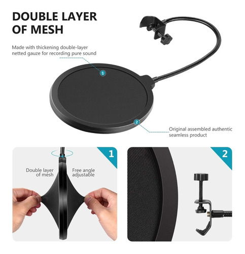 Filtro Pop Con Soporte Flexible Para Micrófono Profesional