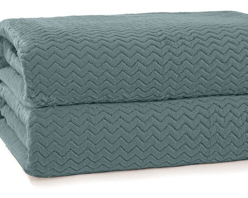 Cobertor Solteiro Plush Tweed Cor Verde Capri