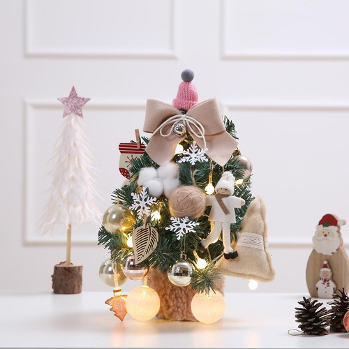 Mini Árbol De Navidad De 14 , Centro Comercial Para Beige