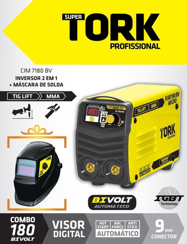 Maquina De Solda Kab-180 Super Tork Bivolt + Mascara